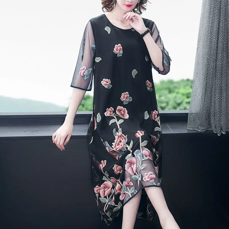 Новинка 2020 летнее женское платье средней длины для женщин среднего возраста