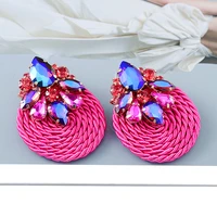 2022 new colorful round rhinestone earrings high quality statement fashion crystal earrings for women jewelry gift