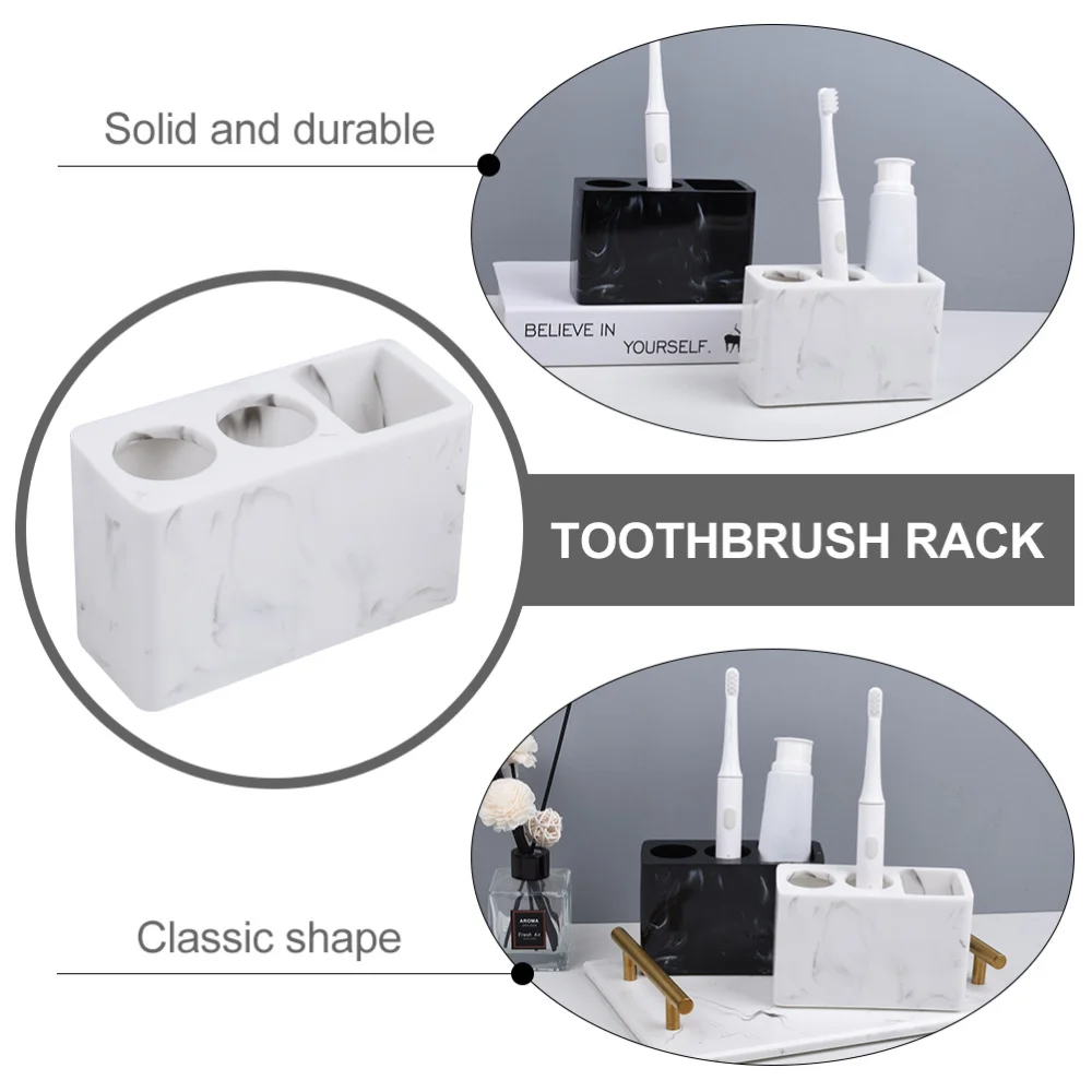 

1pc Resin Marble Texture Toothbrush Holder Stand Bathroom Toothpaste Pedestal