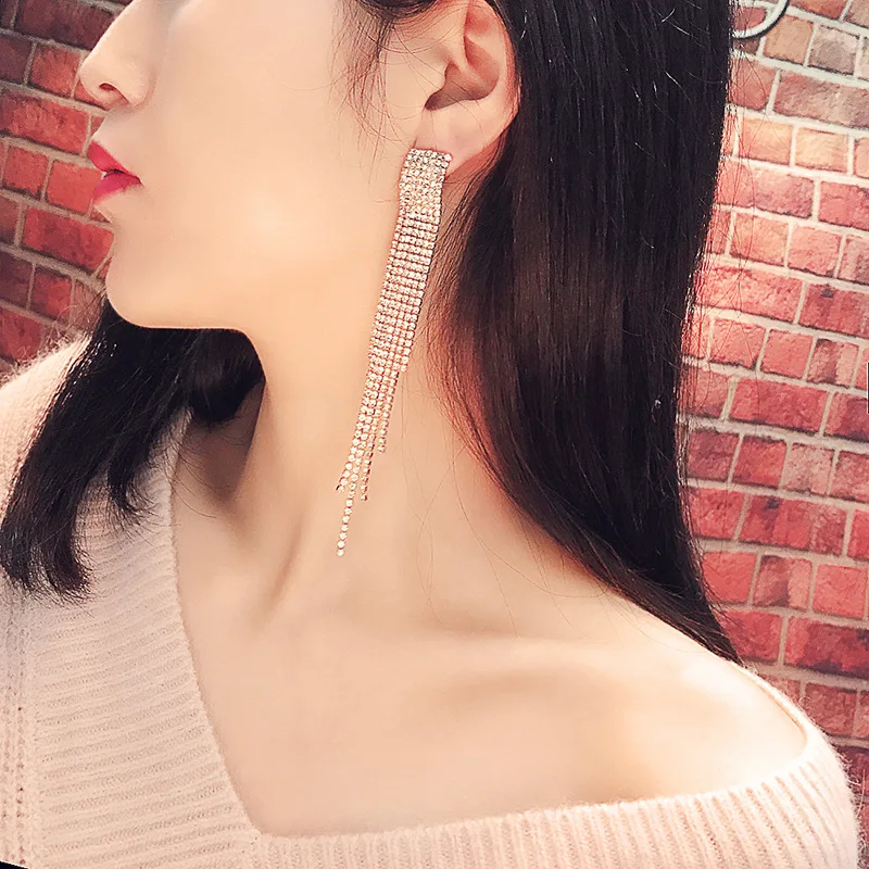Модные преувеличенный класса люкс с длинной бахромой серьги для женщин и девочек