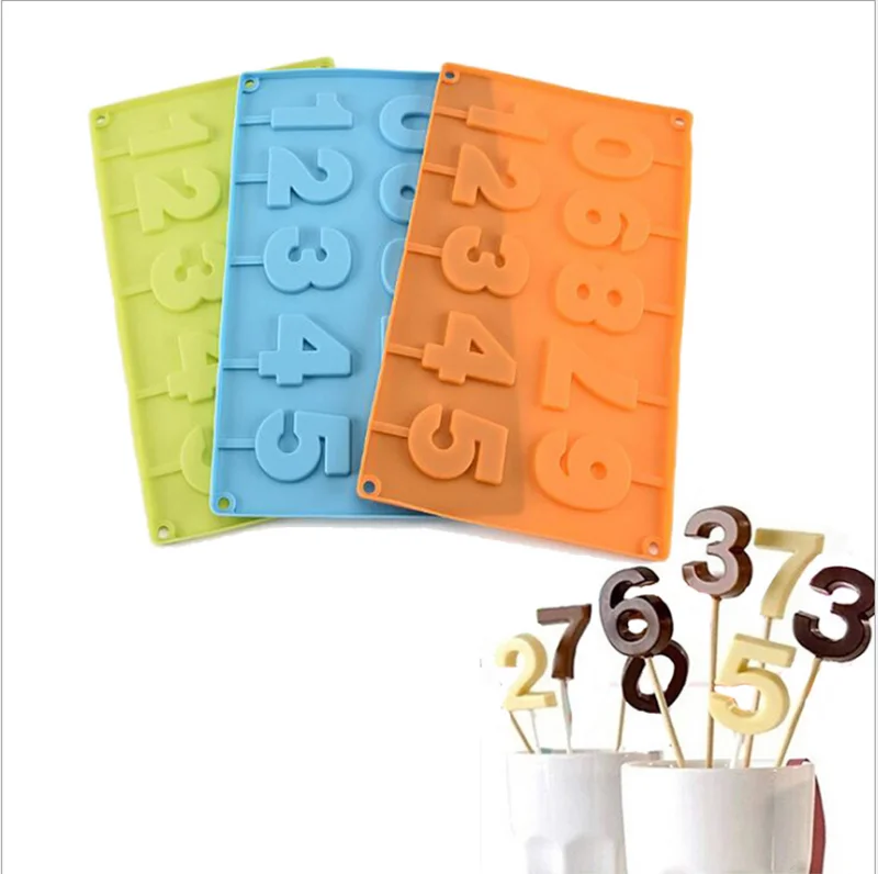 1 шт. леденец форма для шоколада с барабанные палочки 0-9 в форме цифр силиконовая