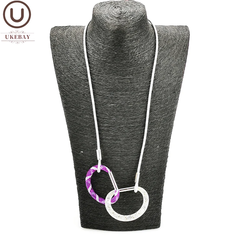 

UKEBAY New Color Circle Pendant Necklaces For Women Luxury Jewelry Alloy Chain Handmade Necklaces Party Gift Statement Choker