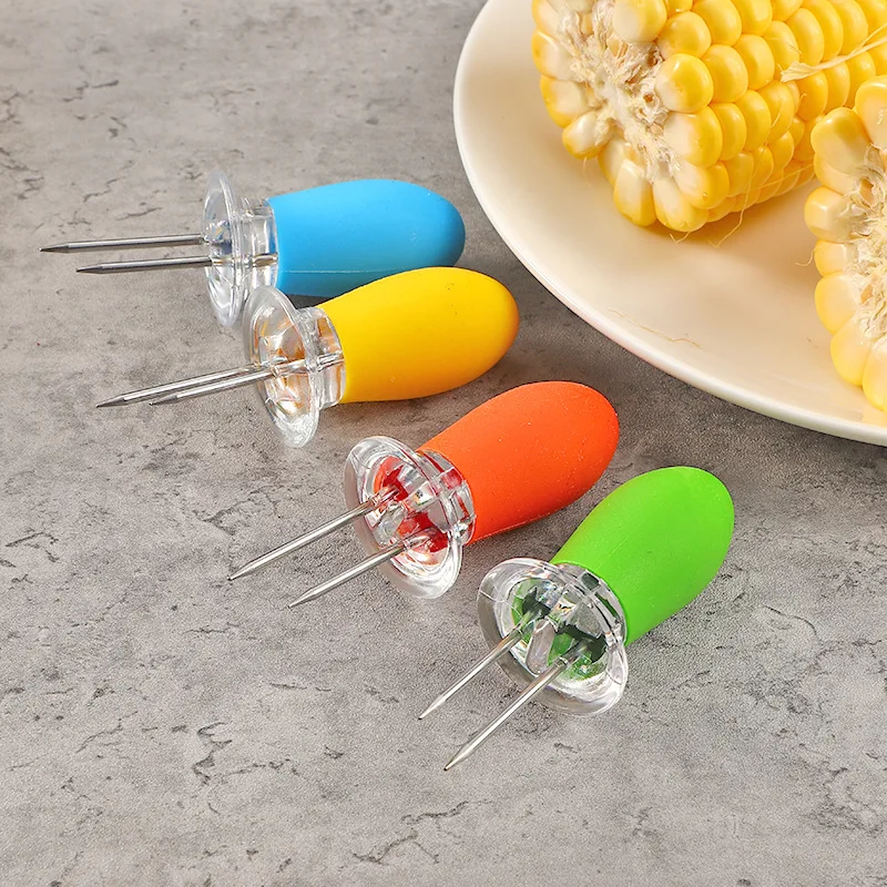 

Lohas 1Pair Reusable BBQ Corn Holders Safe Stainless Steel Corn Holders Skewers Needle Prongs Outdoor Barbecue Grill Hand Tool