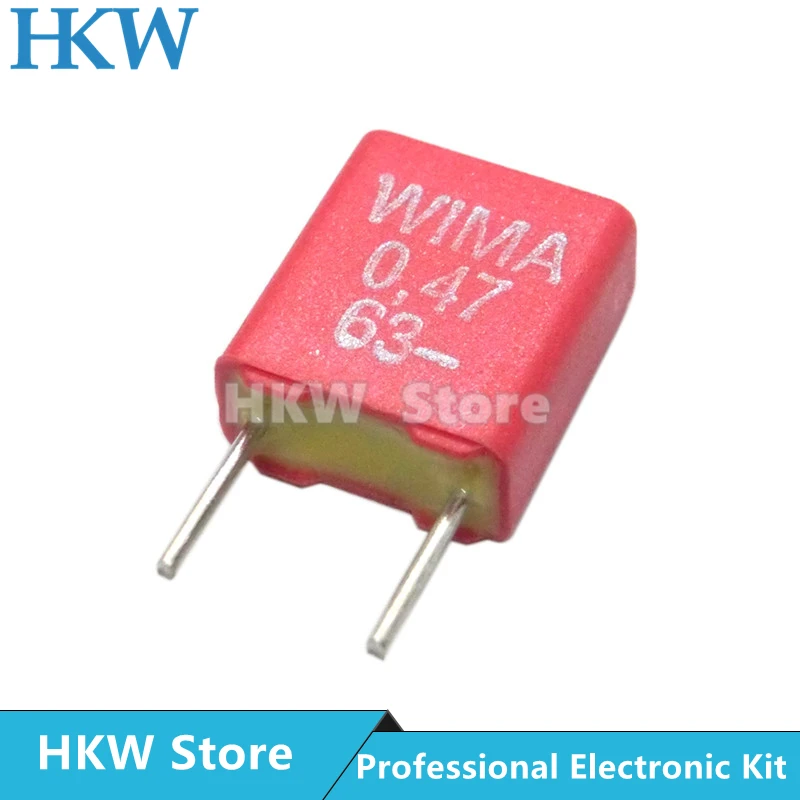 5 шт. оригинальный WIMA 0 47 мкФ 63 в красный MKS2 мм пленочный конденсатор Hi-Fi аудио
