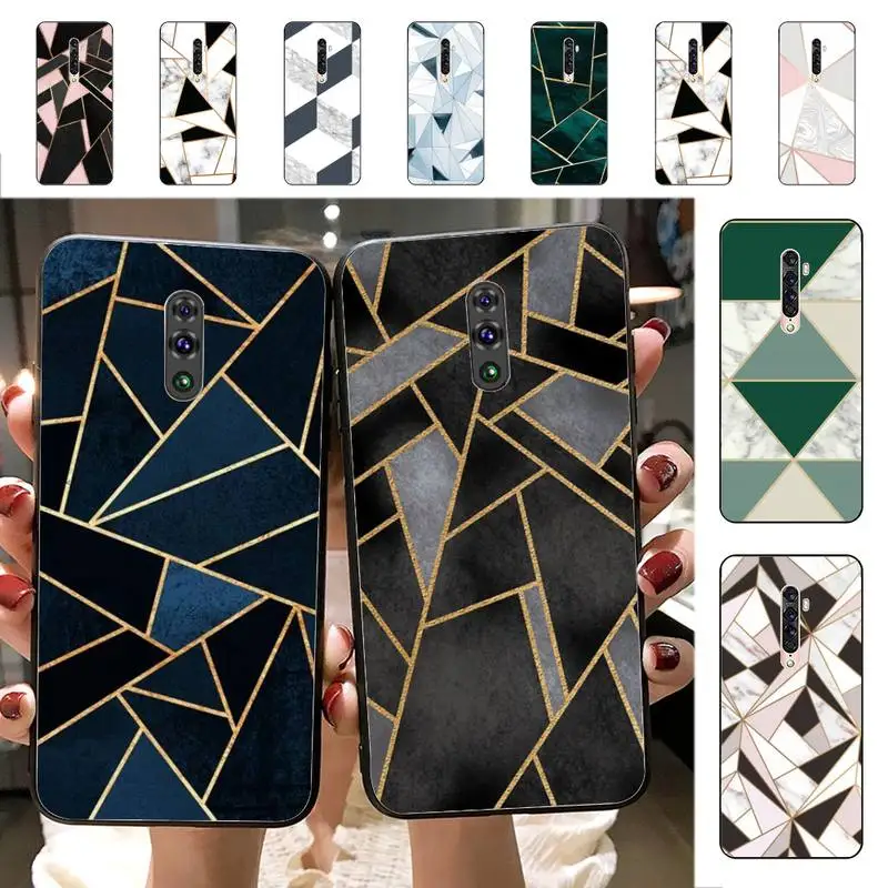 

YNDFCNB Geometric Marble Phone Case for Vivo Y91C Y11 17 19 17 67 81 Oppo A9 2020 Realme c3