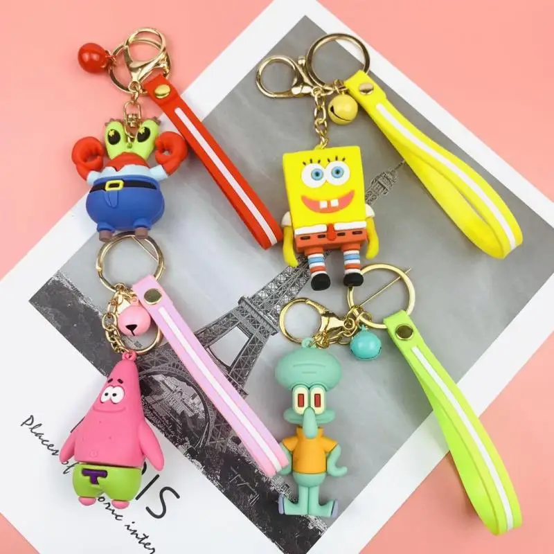 

Spot Cute Spongebob Squarepants Pie Big Star Octopus Brother Crab Boss Kawaii Small Pvc Keychain Christmas Children's Toy Gift