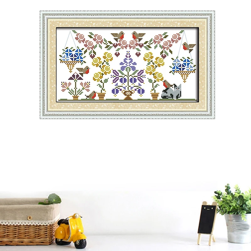 Картина сделай сам с цветами фруктами и птицами 11CT рассчитанная Печать на холсте