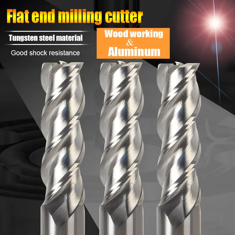 

Aluminum Wooking Cutter 3 Flute Tungsten Steel Milling Tools Wood Milling Cutter Woodworking Endmill CNC tools 4mm 6mm 8mm Shank