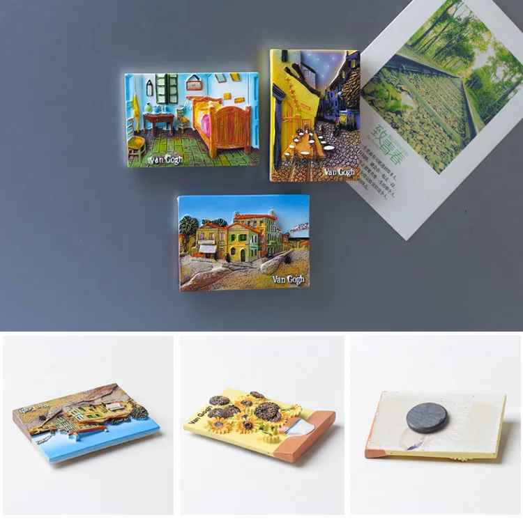fridge magnet van gogh painting square decoration magnetic sticker art crafts resion stereo gift paper paste message fixer | Дом и сад