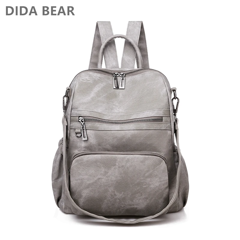 DIDA BEAR модный кожаный рюкзак большой школьный для подростков девочек Feminina Mochilas