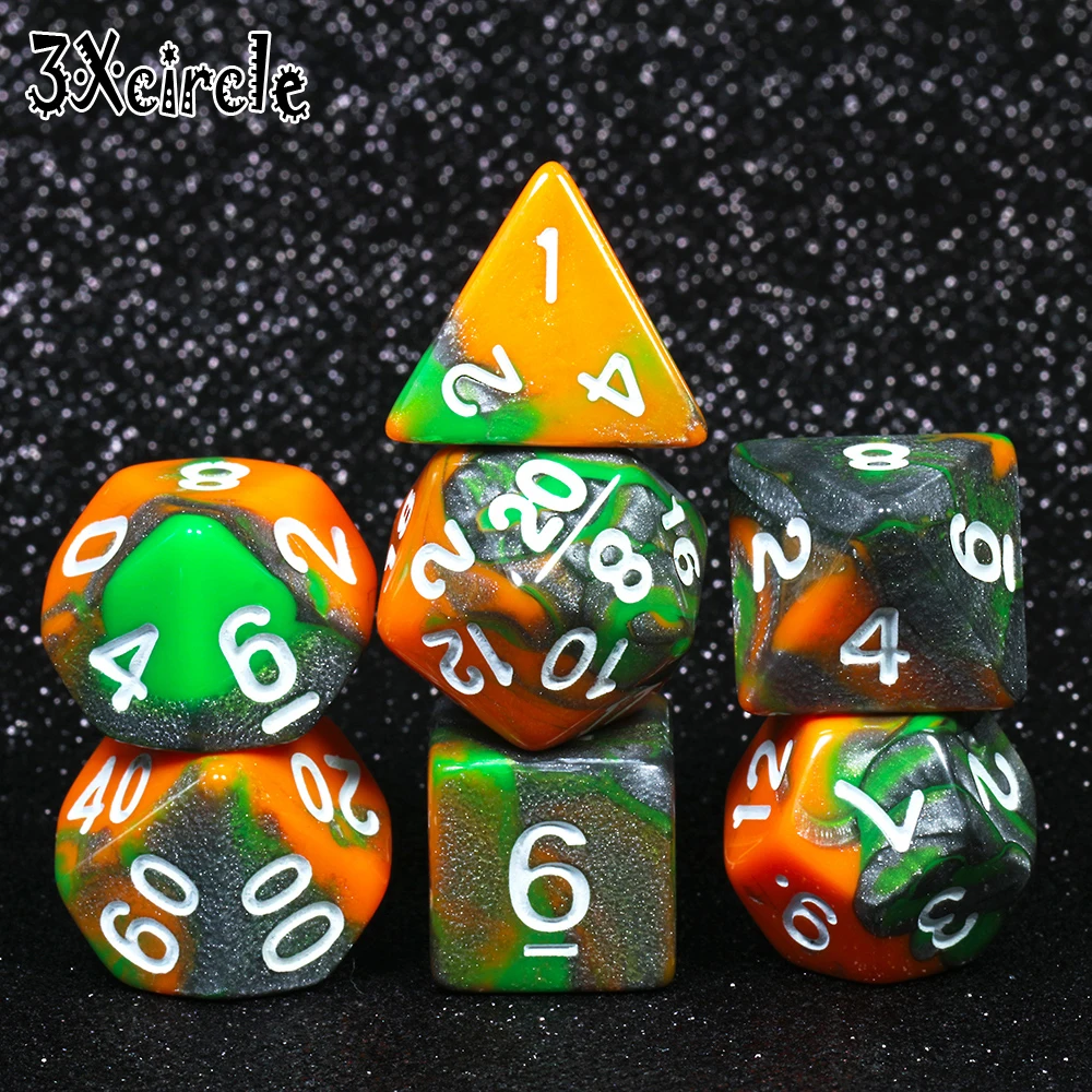 Трехцветные многогранные игральные кости для настольных игр DND D4 D6 D8 D10 D12