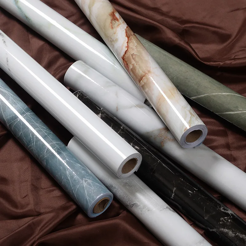 

Marble pvc self-adhesive wallpaper PVC peel and stick desktop cabinet dormitory furniture renovation