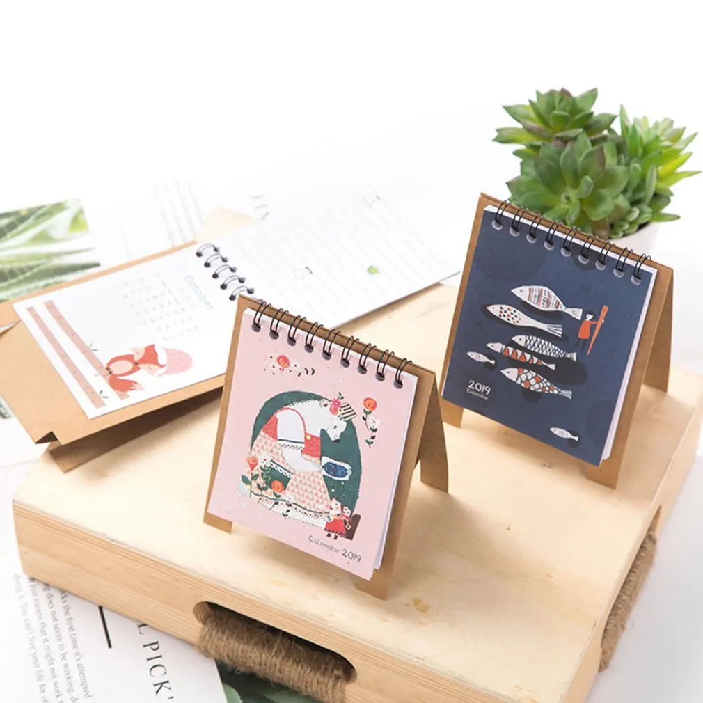 2019 Набор креативных милых настольных календарей напоминаний Kawaii канцелярских принадлежностей Лунный DIY планировщик.