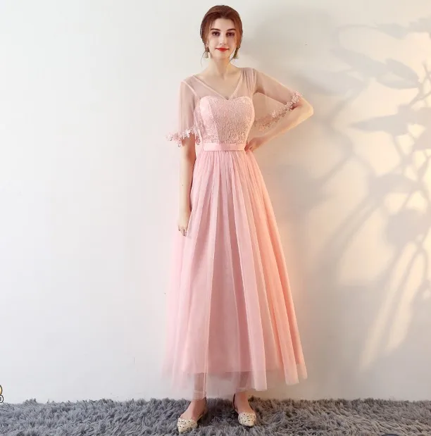 Длинные розовые платья для подружки невесты выпускное свадебное вечернее платье