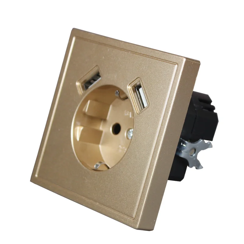 USB Wall Socket Free shipping Double Port 5V 2A usb wall outlet high quality murale GOLD color J2-01J | Обустройство дома