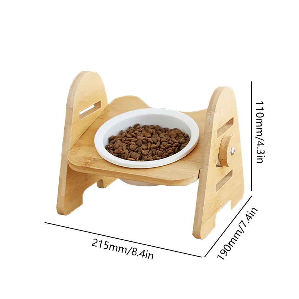

Bevel Raised Pet Bowl Adjustable Elevated Food Bowl Water Bowl Stand Feeder With Ceramic Bowls Pet Supplies
