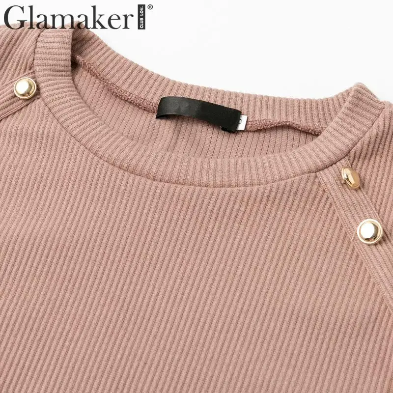 Женский трикотажный пуловер на пуговицах Glamaker элегантный офисный цвета хаки с