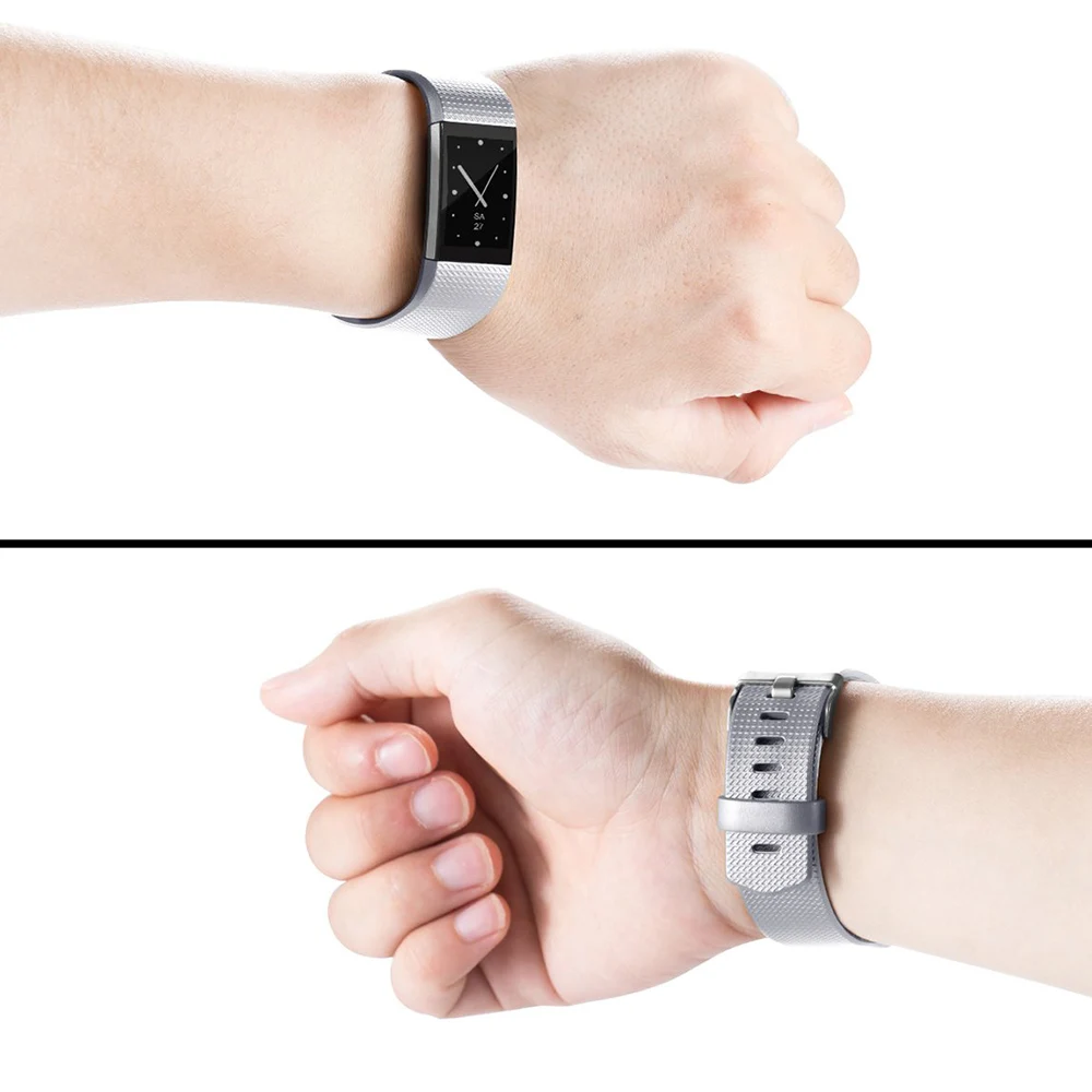 Запасной ремешок для Fitbit Charge 2 браслет из ТПУ цвет розовое золото/серебро |
