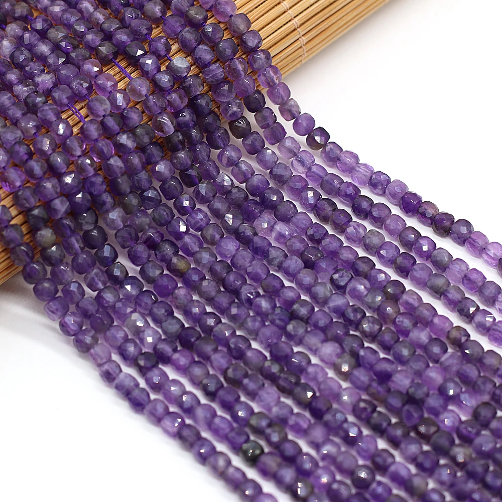 

Natural Stone Semi-precious Stone Face Irregular Square Amethyst Beaded Lady Necklace Bracelet Making DIY Exquisite Jewelry Gift
