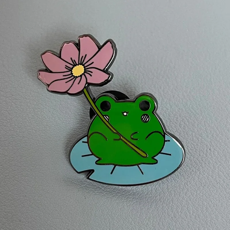 

Cute Frog Pond Lotus Hard Enamel Pin Cartoon Mushroom Backpack Metal Badge Brooch Keychain Fashion Accessories Collects Gift