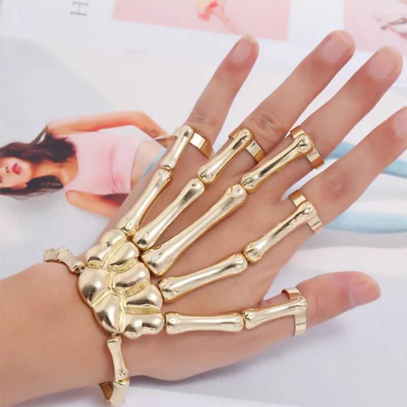 

Gothic Punk Hand Skull Skeleton Bracelet Halloween Bracelet For Women Adjustable Bracelet Bangles Femme Party Accessories Gifts