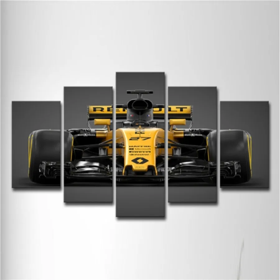 

5 Pieces F1 Cycle Racing Painting Modular Canvas HD Prints Wall Art Car Posters Fashion Boys Room Home Decor Pictures Framework