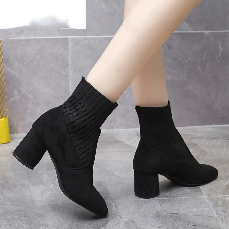 

High Heels Shoes 2021 Women Ankle Platform Boots Autumn Winter Casual Button Weave Designer Fashion Cozy Luxury Mujer Zapatos