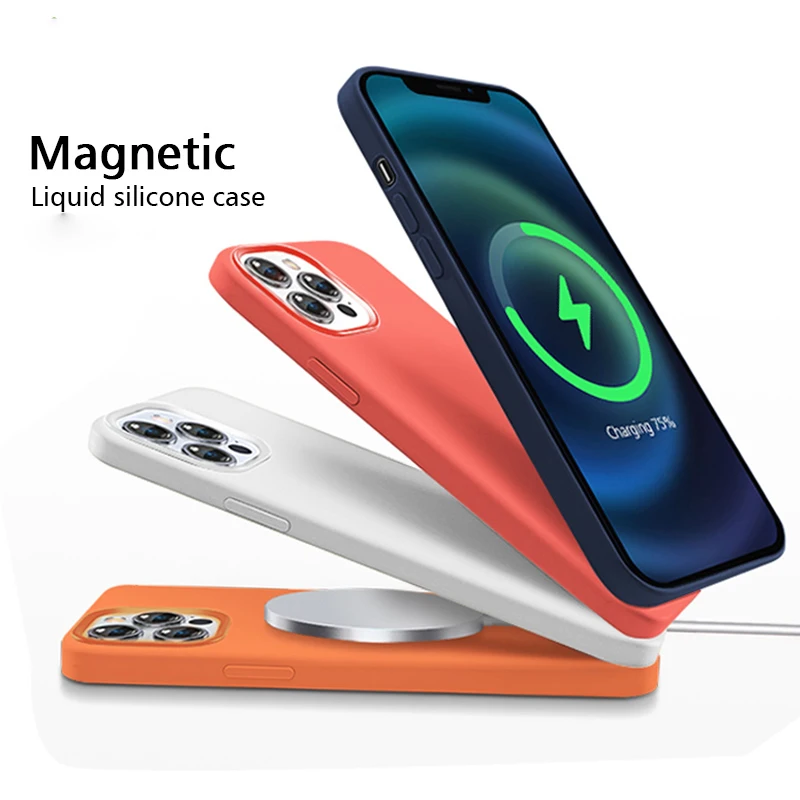 

New Official Color Liquid with Animation silicone Case For IPhone 13 12 Pro Max Magnetic Magsafing Cover For iPhone 13 12 Mini