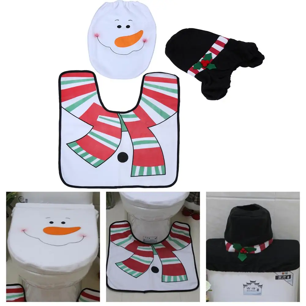 3pcs Рождественские украшения для дома, для ванной, для унитаза, бумажный ковер, натальные рождественские украшения, Санта Клаус, новогодний декор, navidad - Цвет: 3pcs