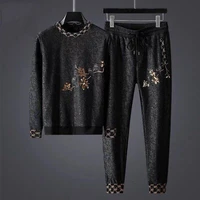light luxury high end dark jacquard leisure suit qiu dong han edition sports match mens handsome male trend