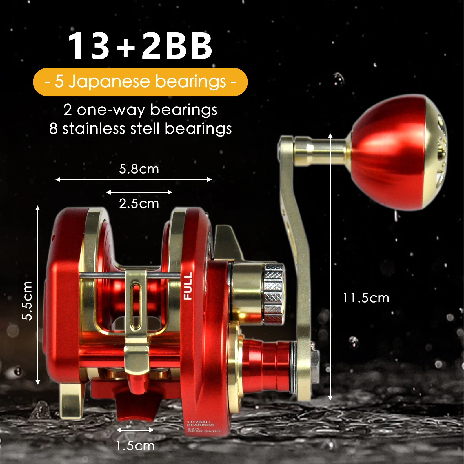 

Saltwater Boat Fishing Reel 28kg Max Drag Automatic Line Guide Jigging Reel Slow and Fast CNC Aluminium Full Metal 6.31 13+2BB