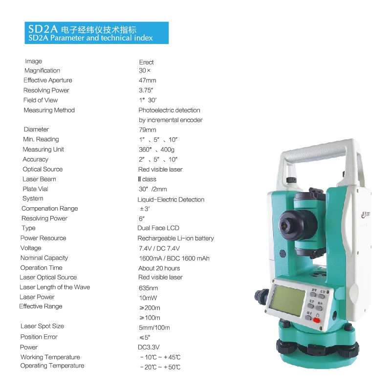 

Cheap price Surveying Instruments SD2 cheap laser 30x Electronic digital Theodolite