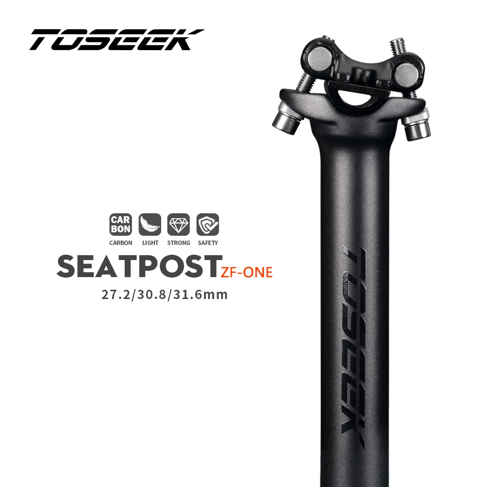 TOSEEK ZF-One Carbon Seatpost 27.2/30.8/31.6mm Matte Black MTB/Road Bike seat post Length 280mm tube bicycle parts | Спорт и