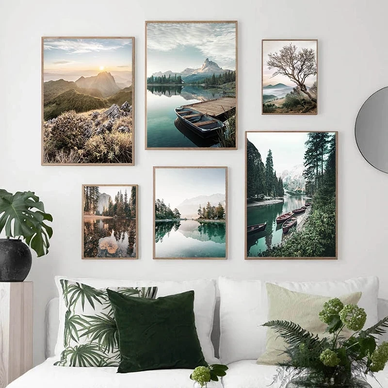 

Landscape Posters And Prints Deer Paintings Tree Hay Poster Lake Print Nordic Canvas Painting Modern Wall Pictures Home Decor