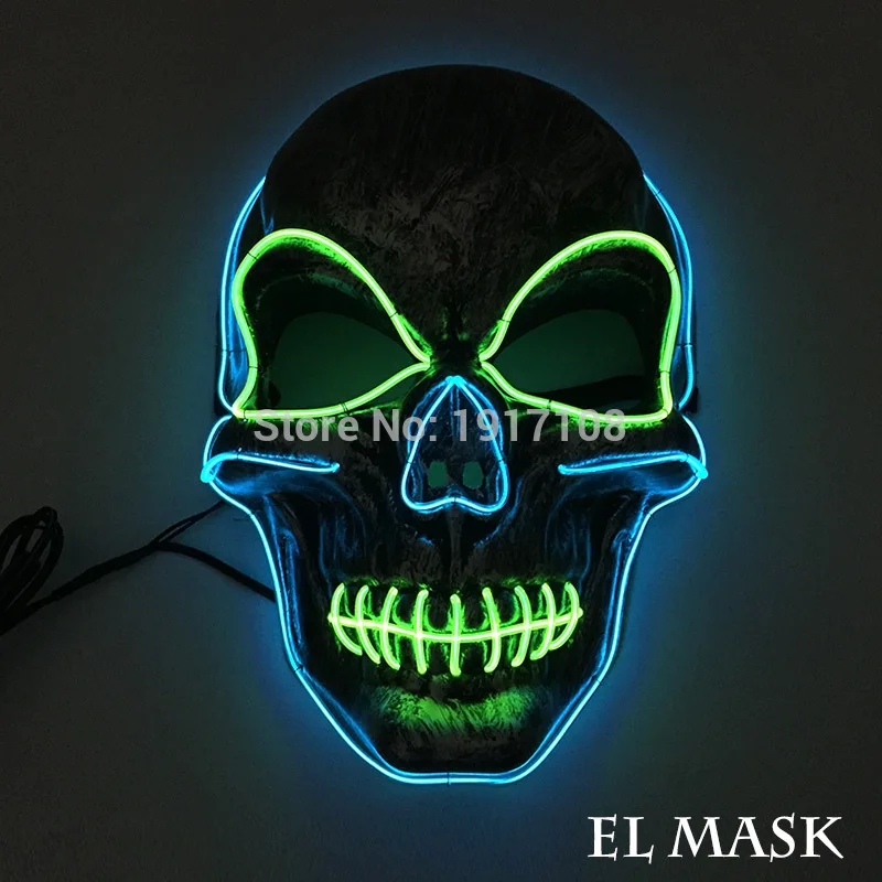 mask 9 Лидер продаж EL Wire светящаяся маска Nenon светильник костюм маска светодиодный Вечерние Маски для страшной тематики косплей маска украшение - Цвет: mask 9