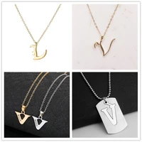1pcs family mom name gift initial letter v monogram alphabet stainless steel alloy 26 english word sign pendant necklace jewelry