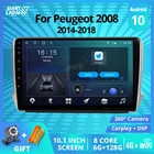 Автомагнитола для Peugeot 10,0, 2008-2014, Android 2018, GPS, автомобильный мультимедийный видеоплеер, радио, навигация, DSP, стерео приемник, IGO