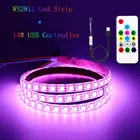 Светодиодная лента RGB WS2812B, Адресуемая Пиксельная лента с 14 клавишами, пульт дистанционного управления для телевизора, подсветки шкафа, 5 в постоянного тока, 1 м2 м3 м4 м5 м