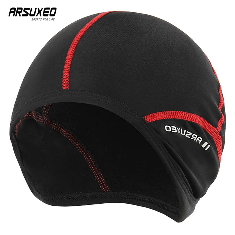 

ARSUXEO Winter Cycling Cap Man Road Cycling Caps Quick Dry Thermal Fleece Cap Breathable Windproof Mountain Bike Hats