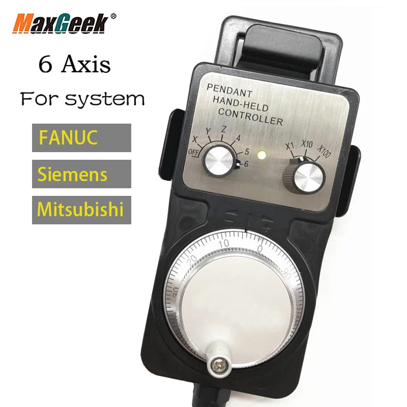 Maxgeek 6 оси МГП CNC маховик ручной генератор импульсов для FANUC Mitsubishi Siemens станков с