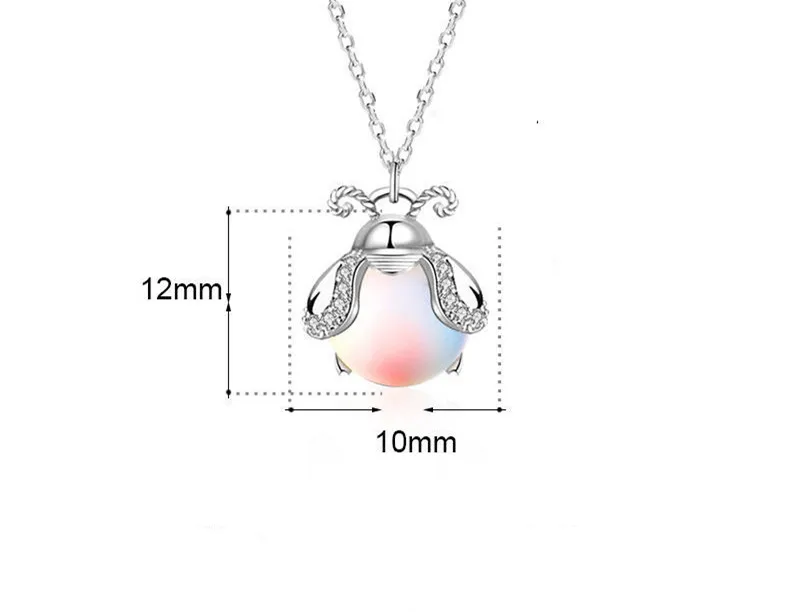 

925 Sterling Silver Adjustable Chain Moonstone Insect Charm Necklace Pendant Jewelry For Women Wedding Choker dz176