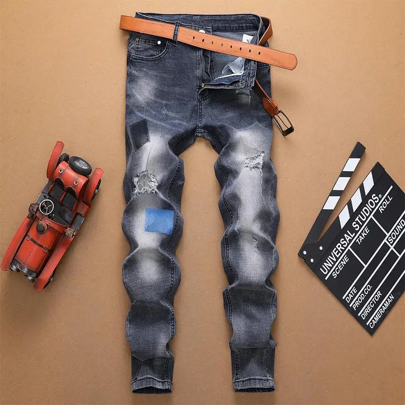 

New Arrivals Men's Jeans Retro Denim Pants Casual Hiphop Embroidery Trousers