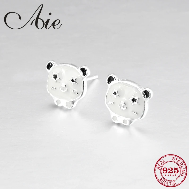 Женские серьги-гвоздики из серебра 925 пробы с белой эмалью | Украшения и