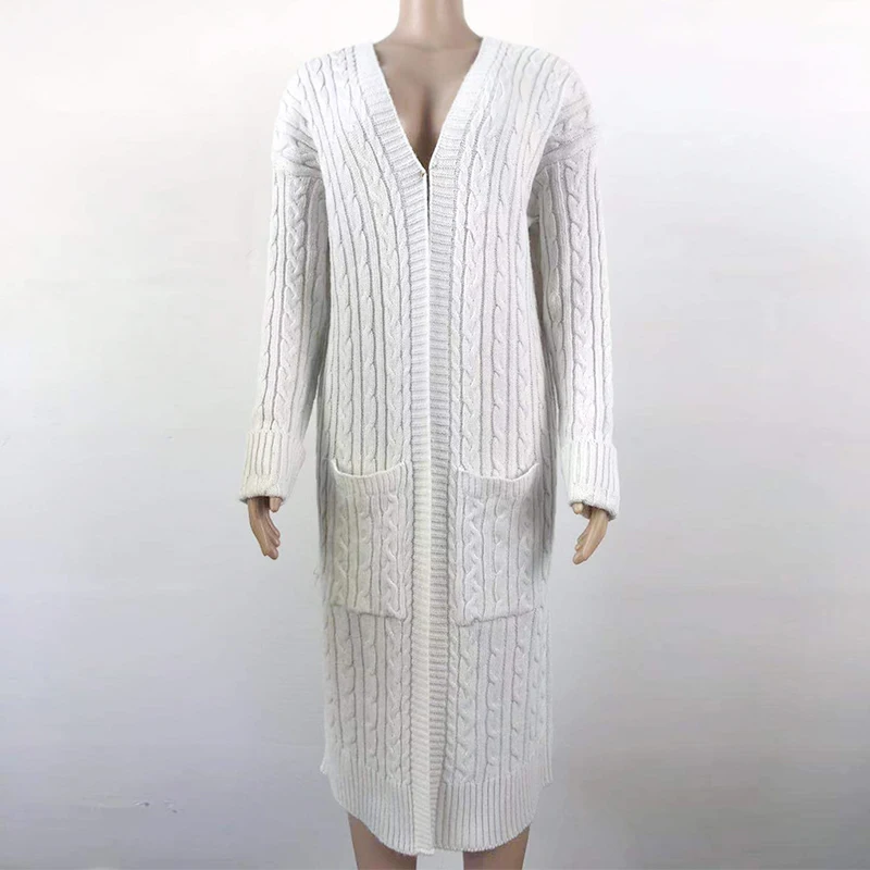 Повседневный вязаный длинный кардиган Forefair женский зимний осенний свитер 2019
