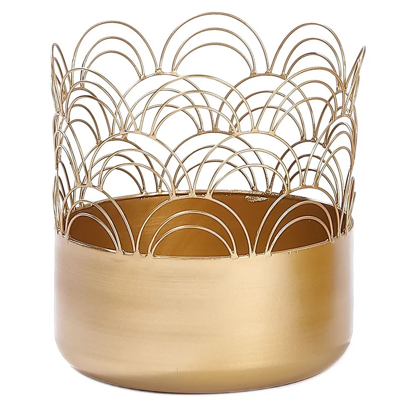 

Iron Golden Flower Pot Multi-Living Room Balcony Epipremnum Aureum Small Number Creative Personality Flower Pot of Bowl Lotu
