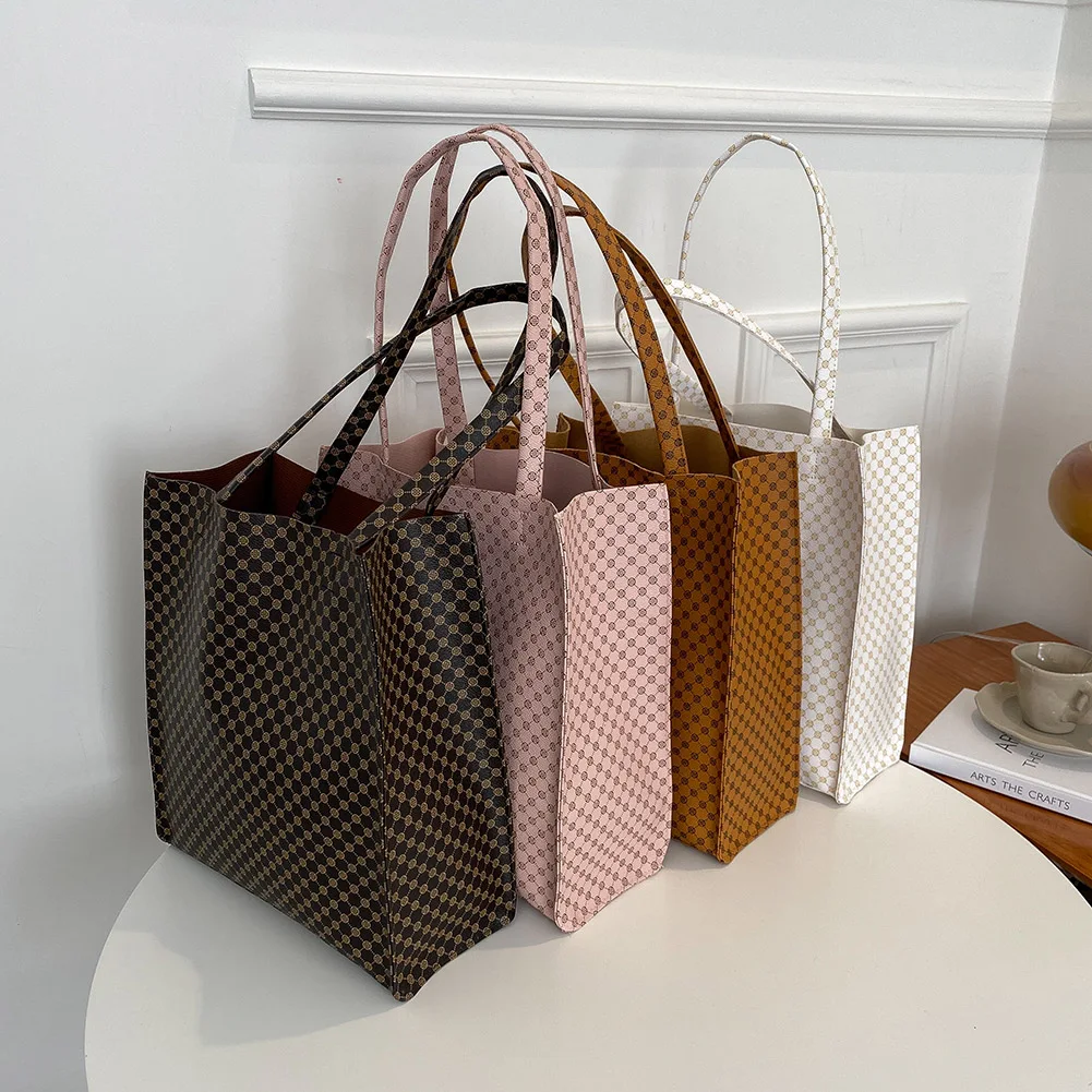 

Women's Bag PU Leather Diamond Lattice Handbag Large Capacity Square Shopping Top-handle Bag Phone Trend Handbags