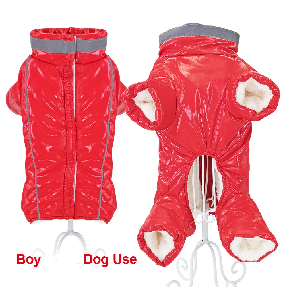 Boy Red Теплая одежда для собак зимнее водонепроницаемое пальто для домашнего животного щенка пуховая куртка Светоотражающие Комбинезоны для домашних животных комбинезон одежда для мальчиков и девочек - Цвет: Boy Red