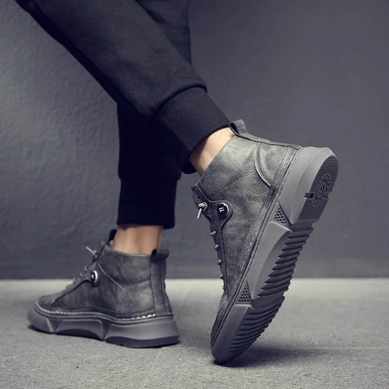 

Korean Style Sneakers Men 2021 Autumn And Winter New Men's ShoesHigh-Top Casual Sports Shoes Men's Warm Fashion Trend Shoes