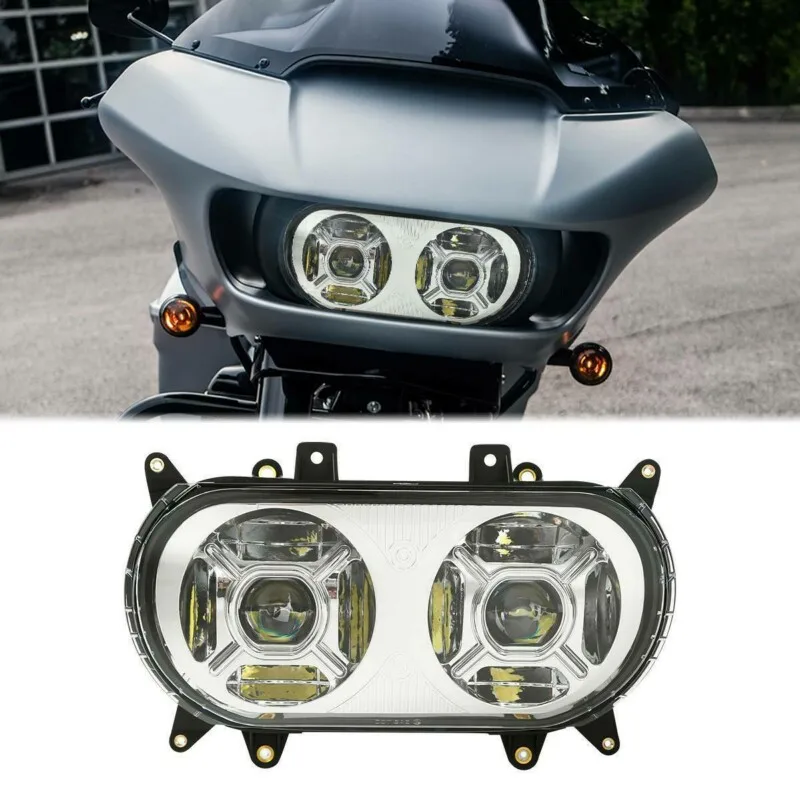 Светодиодная лампа для мотоцикла с двумя фарами подходит Harley Road Glide Ultra