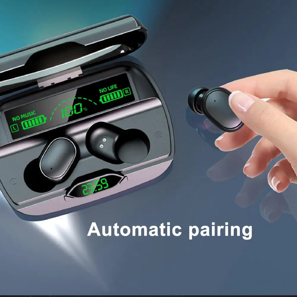 

Intelligent Bluetooth Earphone 9D Stereo LED LIght 2200mAh Charging Box Digital Dispaly In-ear V5.1 TWS Wireless Earbud for Spor